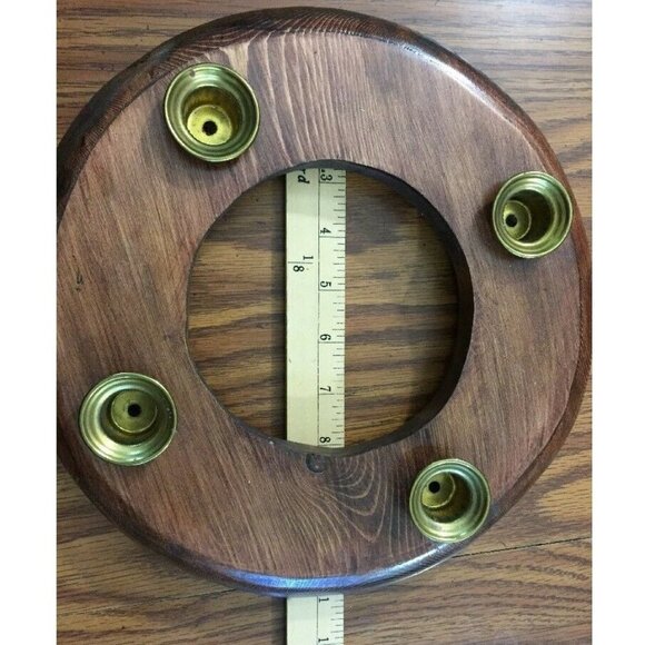 Vintage‎ Wood Candle Holder Wreath Centerpiece Handmade Table Decoration Rustic - Picture 4 of 10